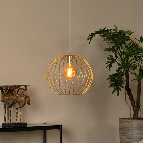 Lucide DANZA - Hanglamp - Ø 40 cm - 1xE27 - Mat Goud / Messing - sfeer 1